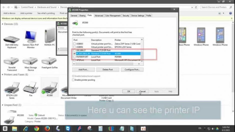 finding the mac address of a printer